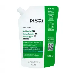 VICHY Dercos anti-pelliculaire - Shampooing traitant cheveux normaux à gras eco-recharge 390ml