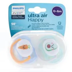 AVENT Sucettes Ultra air 0-6m x2 happy