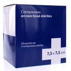 3M Compresse - non tissée stérile taille 7,5x7,5cm boite de 50x2