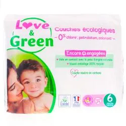 LOVE & GREEN Couches écologiques Taille 6 - +15kg x34 couches