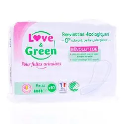 LOVE & GREEN Serviettes écologiques pour fuites urinaires extra x10