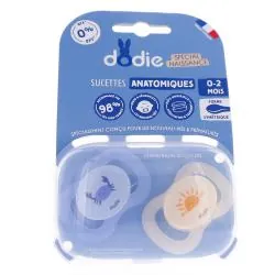 DODIE Sucettes Anatomiques 0-2 mois Spécial Naissance crabe et soleil