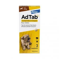 ELANCO Ad Tab Comprimés à croquer pour chiens 3 comprimés 1.3 - 2.5kg