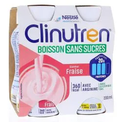 CLINUTREN Boisson sans sucres Fraise 4x200ml