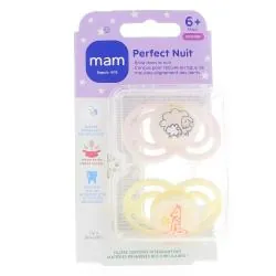 MAM Sucettes +6 mois perfect nuit silicone animaux