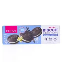 MILICAL Mon Biscuit Cacao Fourré Saveur Vanille 4 sachets de 2