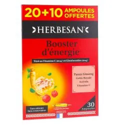 HERBESAN Booster d'énergie 20 ampoules + 10 offertes