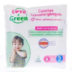 LOVE&GREEN Couches Culottes hypoallergéniques taille 5 - 12à18kg x29 couches