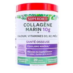 SUPERDIET Collagène Marin 10g + Calcium, Vitamines D3, K2, Prêle 240g