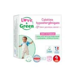 LOVE&GREEN Couches Culottes hypoallergéniques taille 4 maxi - 8à15kg x32 couches