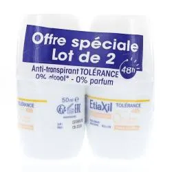 ETIAXIL Tolérance -Déodorant Anti-Transpirant Roll-on 48H 50ml lot de 2