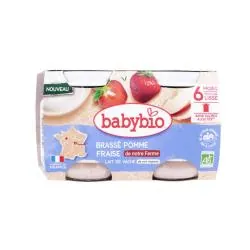 BABYBIO Desserts Lactés - Brassé Pomme Fraise 2x130g