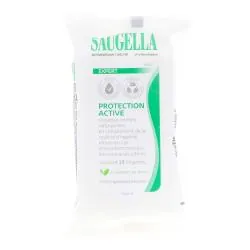SAUGELLA Expert Protection Active - Lingettes Nettoyantes Intimes 15 Lingettes