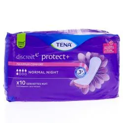 TENA Discreet - Serviettes hygiéniques nuit normal x10 serviettes