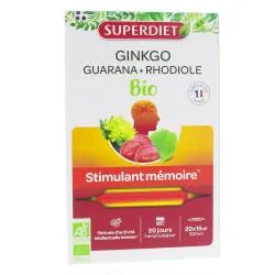 SUPERDIET Ginkgo performances intellectuelles bio boîte 20 ampoules