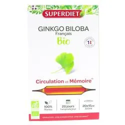 SUPERDIET Ginkgo Biloba Circulation et mémoire 20 ampoules