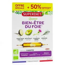 SUPERDIET Quatuor bio digestion et vitalité du foie boîte de 30 ampoules x 10ml