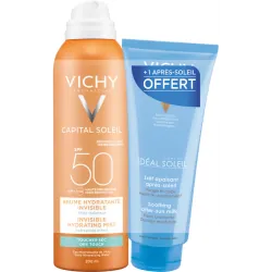 VICHY Capital Soleil - Brume hydratante SPF50 spray 200ml + Lait apaisant après-soleil tube 100ml OFFERT