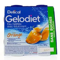 DELICAL Gelodiet - Eau gélifiée avec édulcorant saveur orange sans sucre 4x120g