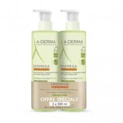 A-DERMA Exomega Control - Gel lavant émollient flacon 2x500ml