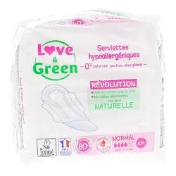 LOVE&GREEN Serviettes Hypoallergéniques Normal x 14